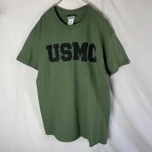 MV SPORT USMC 半袖プリントTシャツ 古着 Mサイズ グリーンの画像1