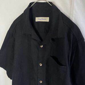 TOMMY BAHAMA 半袖アロハシャツ シルク 古着 Sサイズ ブラック オープンカラー 総柄の画像2