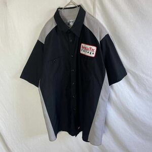 レッドキャップ　半袖ワークシャツ　古着　XLサイズ　ブラック×グレー　WORKWEAR