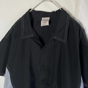 LOGISTIK 半袖オープンカラーシャツ 古着 2XLサイズ ブラック×グレー WORKWEARの画像2