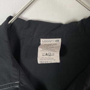 LOGISTIK 半袖オープンカラーシャツ 古着 2XLサイズ ブラック×グレー WORKWEARの画像3