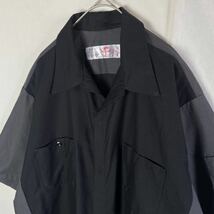 レッドキャップ　半袖ワークシャツ　オープンカラー　古着　XLサイズ　ブラック×グレー　WORKWEAR_画像2