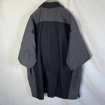 レッドキャップ　半袖ワークシャツ　オープンカラー　古着　XLサイズ　ブラック×グレー　WORKWEAR_画像4