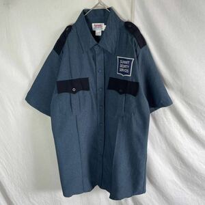 image first 半袖オフィサーシャツ　古着　16サイズ　ブルーグレー　WORKWEAR エポレット