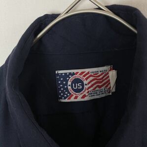 UNITED STATES UNIFORM COMPANY アメリカ製 半袖ワークシャツ 古着 XLサイズ ネイビー WORKWEARの画像3