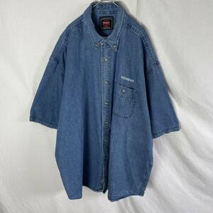 wrangler 半袖デニムシャツ　古着　XLサイズ　ブルー　WORKWEAR