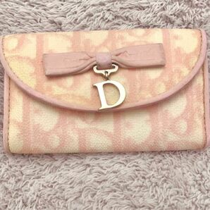 キーケース ディオール Dior 4連 トロッタ ピンク レディース 美品 ロゴ