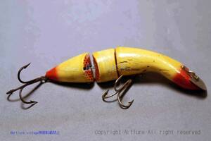 VINTAGE WOODEN LURE HEDDON GAME FISHER #5500 3/4OZ 4 3/4&#34; C1923（8238-61　）USA MADE #OLDLURE #ARTLURE_VINTAGE ＃ヴィンテージ