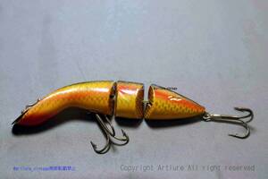 VINTAGE WOODEN LURE HEDDON GAME FISHER #5500 3/4OZ 4 3/4&#34; C1923（8240-61　）USA MADE #OLDLURE #ARTLURE_VINTAGE ＃ヴィンテージ