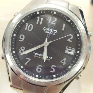 カシオ CASIO リニエージ LINEAGE LIW-120 腕時計 3針 黒文字盤 デイト タフソーラー 稼働品【18427