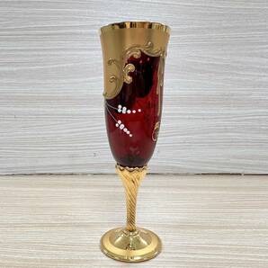 ベネチアグラス カップ＆ソーサー 1客 グラス イタリア製 金彩【19046の画像3