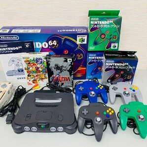 NINTENDO64 本体/コントローラー 4点/ソフト 2点 マリオパーティー ゼルダの伝説 時のオカリナ/ステレオAVケーブル LONG/任天堂 ゲームの画像1