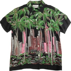 WACKO MARIA ワコマリア NYC ALOHA SHIRT BLK×PINK 半袖シャツ 黒 Size 【M】 【中古品-非常に良い】 20790979