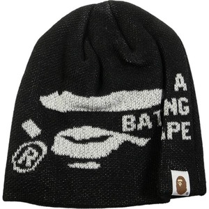 A BATHING APE ア ベイシング エイプ APE FACE KNIT CAP BLACK ビーニー 黒 Size 【フリー】 【新古品・未使用品】 20791580