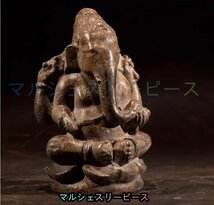 極細工 仏教古美術 仏像 神像 ガネーシャ Ganesha インド仏像 象鼻 財神 神様像 座りガネーシュ 装飾 置物 収蔵 コレクションY38028_画像1