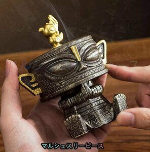 香炉　三星堆　銅人　置物　鑑賞　セラミック製　工芸品　美術品　新品未使用　箱付き　ギフトY38031