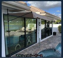 オーニングテント 日除け ひさし 屋根 後付け 巻き上げ 伸縮式 手動 防雨 庭用サンシェード 巻き取り 大型 廊下 屋外（mサイズ）_画像3