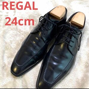 良品　リーガル 24cmUチップ 紳士ビジネスシューズ ブラック レザーシューズ　REGAL