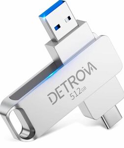 DETROVA USBメモリ 512GB 2-IN-1 USB3.0・Type-C メモリー 大容量フラッシュメモリ 外付け 