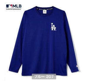 MLB ロサンゼルス・ドジャース 長袖 Tシャツ ロンT メッシュ 速乾 ドライ ブルー Mサイズ 大谷翔平 山本由伸