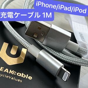 【Apple MFi認証】iPhone iPad iPod 充電ケーブル　1m シルバー