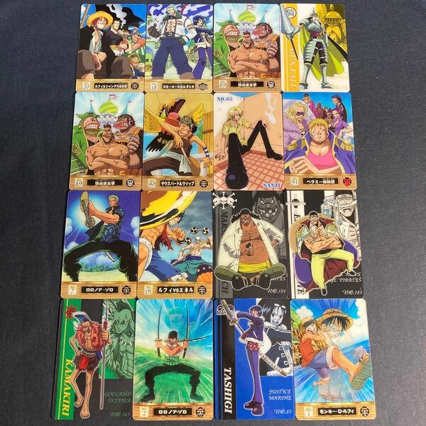 ONE PIECE ワンピース 海賊王グミ カード 16枚セット (ルフィ ゾロ たしぎ シャンクス サンジ ウソップ)等