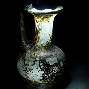 【YB】1～2世紀 シリア ローマングラス銀化瓶 ★古代オリエント古美術出土24Y248-1の画像2