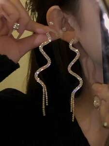 レディース ジュエリー ピアス ダングルイヤリング 1 ペアファッション亜鉛合金ラインストーン装飾スネークデザインドロップピアス女