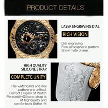 腕時計 メンズ クォーツ 腕時計 ラージダイアル クロノグラフコードテーブル 3彫刻ドラゴン防水スポーツ腕時計、エレガントな男性用_画像2