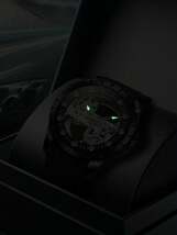 腕時計 メンズ 機械式 腕時計 メンズ ステンレス スチール 黒シリコン 腕時計 ファッション バイク デザイン ホロウ_画像2