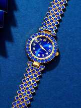 腕時計 レディース セット ウォッチ&ジュエリーセット レディース 腕時計 青色 ラインストーン 人工宝石 6個セット_画像4