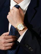 腕時計 メンズ クォーツ クオーツ時計 牛革ストラップ バックル 男性用 蓄光文字盤 1個入り_画像5