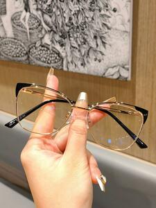 レディース アクセサリー メガネorアクセサリー 1個女性用ファッションメタル製 正方形フレームパソコン用メガネ 眼鏡のレンズカッ