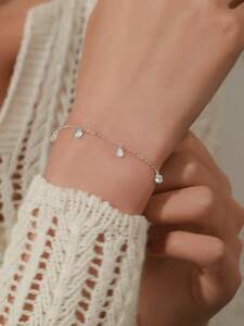 Art hand Auction 女士珠宝手链链手工制作的 925 纯银手链, 镶有闪亮宝石 1 件。, 女士配饰, 手镯, 手镯, 其他的