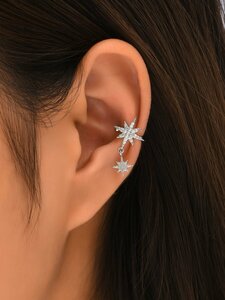  lady's jewelry earrings earcuff 1 piece Cubic Zirconia star decoration earcuff copper jewelry 