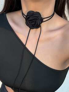レディース ジュエリー ネックレス ロング 1個 欧米 スタイル 手作り ローズ 花 ネックレス クリエイティブ ロング 花柄
