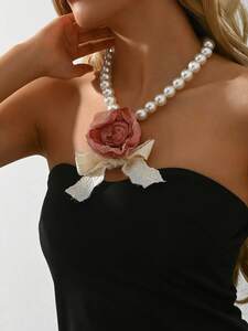 レディース ジュエリー ネックレス ロング 豪華なパール装飾 フラワータイプのネックレス おしゃれなウェディング・パーティーアクセ