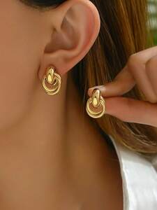  lady's jewelry earrings earcuff 1 pair delicate . elegant style Gold plating ear clip, for women, Mother's Day. pre 