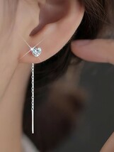 レディース ジュエリー ピアス バングルイヤリング 999 スターリングシルバー耳通し & タッセルデザインイヤリング女性用、20_画像3