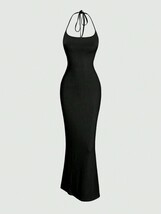 レディース ドレス マーメイドドレス ハイネック ソリッドカラー 大きいサイズあり 夏服_画像1