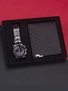 腕時計 メンズ セット メンズカジュアルウォッチ付きギフトボックスセット、実用的でファッショナブルな財布、パーソナライズされたレザ