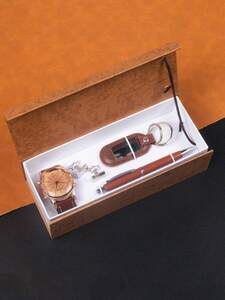 腕時計 メンズ セット 1個入りの男性用ギフトセット、時計、キーホルダー、カフス、ペンをギフトボックスに入れて贈るのに最適、ビジネ