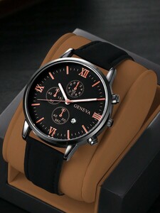 腕時計 メンズ クォーツ メンズウォッチ 1個 メンズ用ファッショナブルなラウンドダイヤルクオーツ腕時計 プラスチック製ストラップ