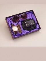 腕時計 メンズ セット 父の日の贈り物に最適なギフトボックスセット、おしゃれでシンプルなベルト、トレンディーなメガネ、ビジネスウォ_画像4