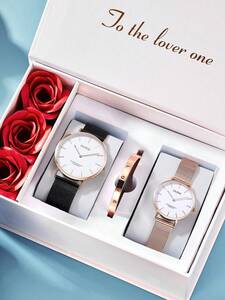 腕時計 ペアウォッチ 腕時計 超薄型 ホワイト シンプル デザイン 白色 文字盤 クォーツ ムーブメント ギフトセット