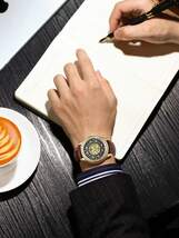 腕時計 メンズ 機械式 男性用 自動巻き 機械式腕時計 ホロー デザイン ステンレス製 防水 時計バンド_画像4