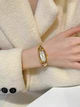 腕時計 レディース クォーツ リバースブランドレディース合金バンド楕円形ケースシンプル防水クオーツ腕時計、デイリーファッションに適_画像2