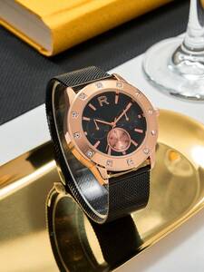 腕時計 メンズ クォーツ メンズファッション用黒革ベルトクオーツ時計