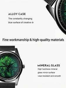 腕時計 メンズ クォーツ 腕時計 男性用 切り株 レザーベルト 自然主義 3プリント ベジタル模様