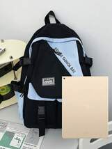 レディース バッグ バックパック 女性用バックパック ナイロン 防水 学校 旅行用 ブラックとブルー 補強 加工 キャンパスバッグ_画像5